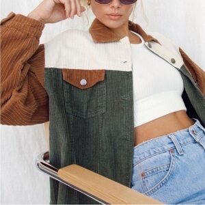 POL- Colorblock Corduroy Jacket